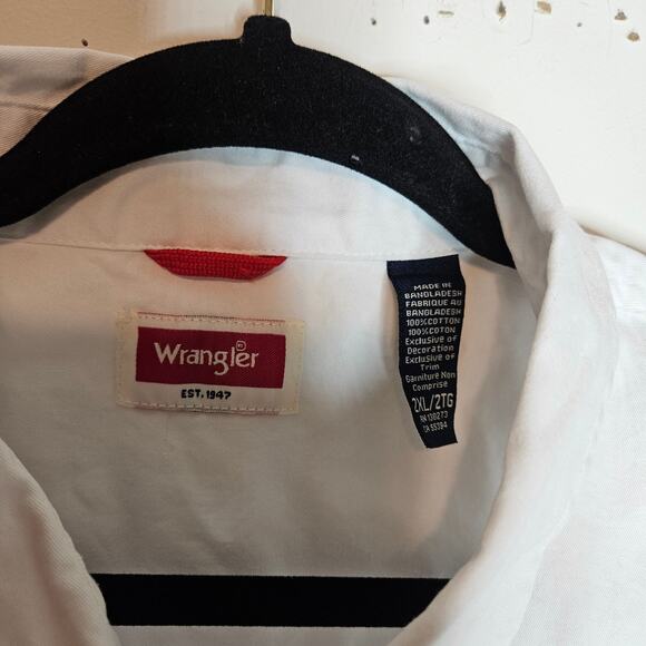 Wrangler Long Sleeved Solid White Button Down Shirt sz 2XL - Picture 4 of 4